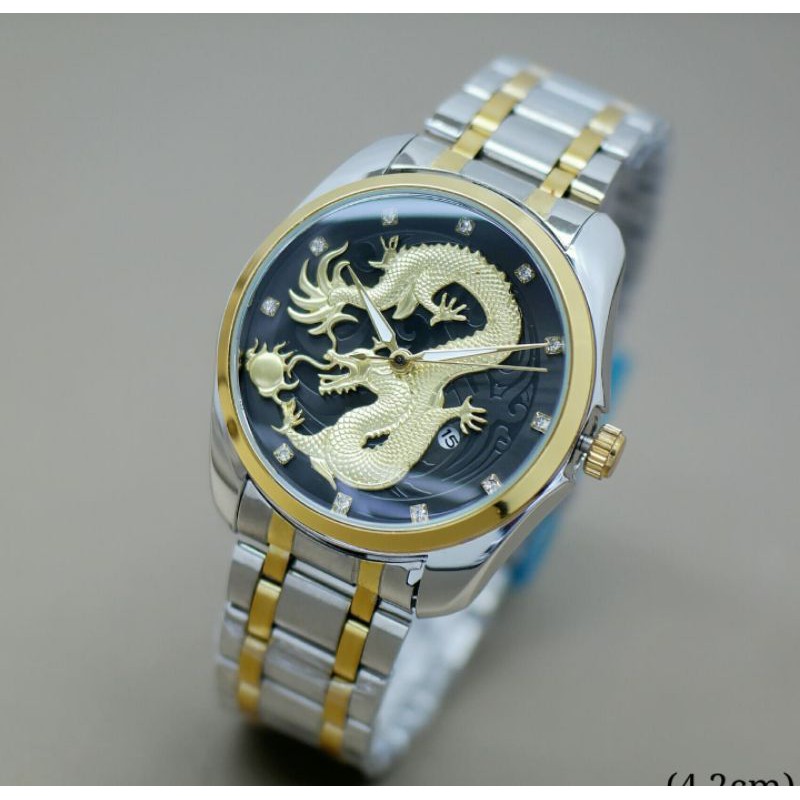 jam tangan pria rolex plat naga tanggal aktif premium