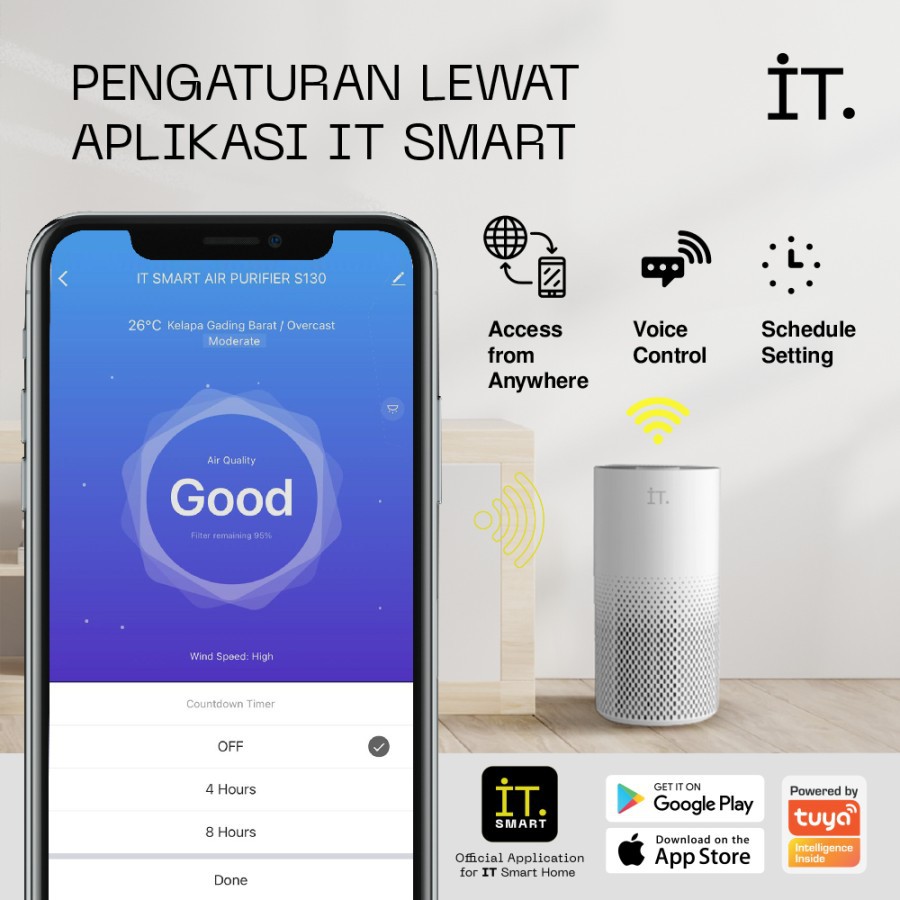 IT Smart Air Purifier S130 with HEPA Filter &amp; UV-C Sterilizationc- Garansi 1 tahun