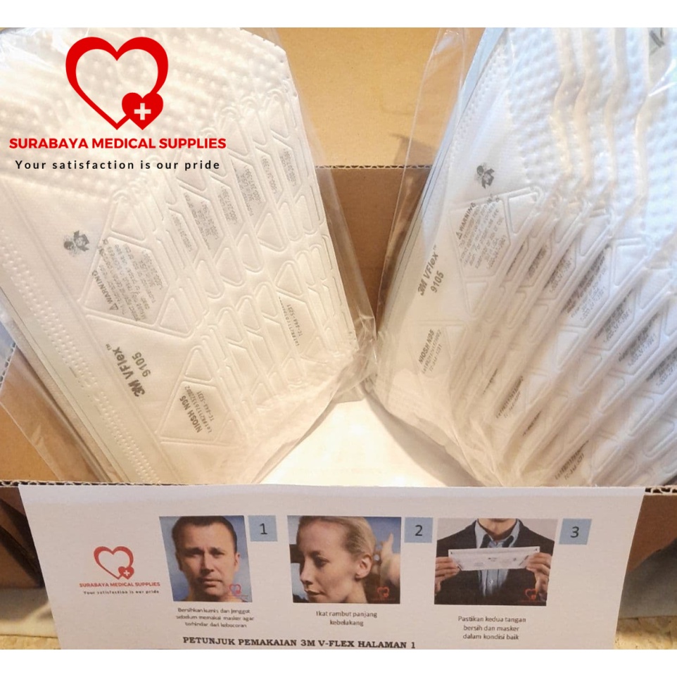Masker Medis N95 3M Vflex 9105 ORIGINAL dalam Box isi 20