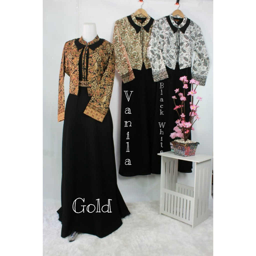 GAMIS batik BLEZER  black series busana muslimah syari busui kondangan walimah shabby ootd