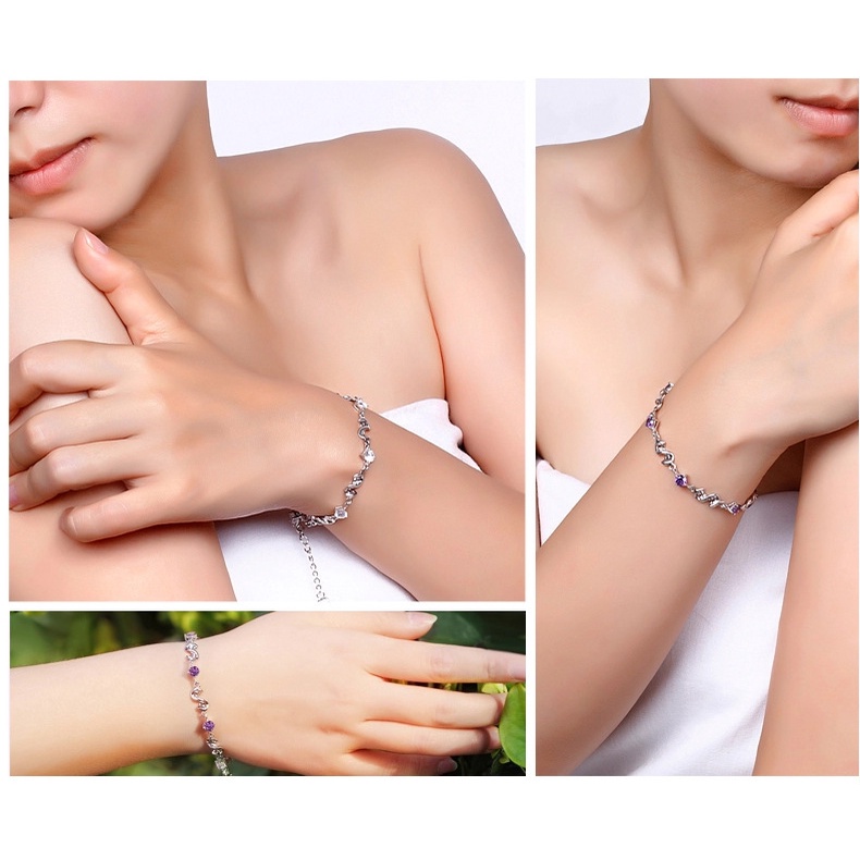 Gelang Lapis Perak Bahan Stainless Steel Gaya Korea