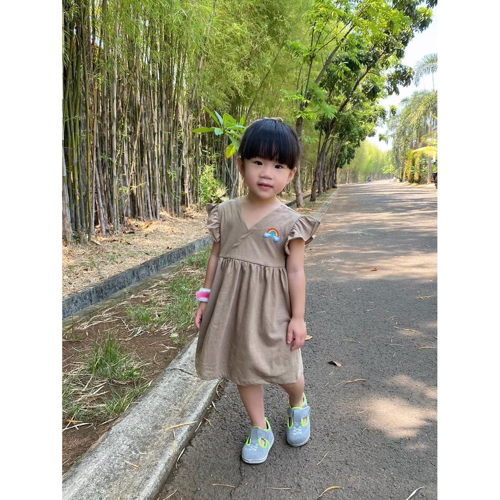 Dress Anak Bayi V Pelangi Mix Warna Size 1-5tahun-coklat