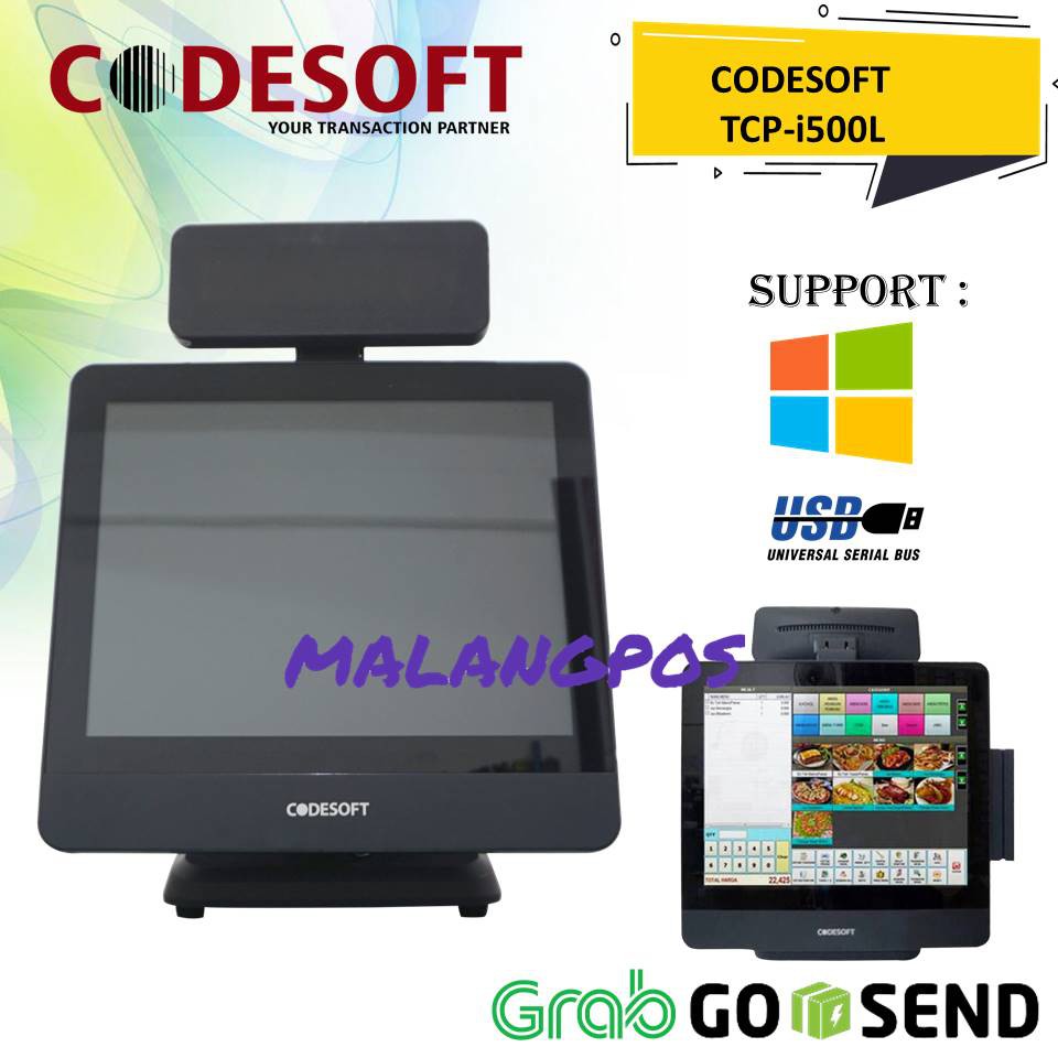 POS ALL IN ONE CODESOFT TCP-I500L MESIN KASIR TOUCHSCREEN WITH CUSTOMER DISPLAY COCOK UNTUK RESTORAN