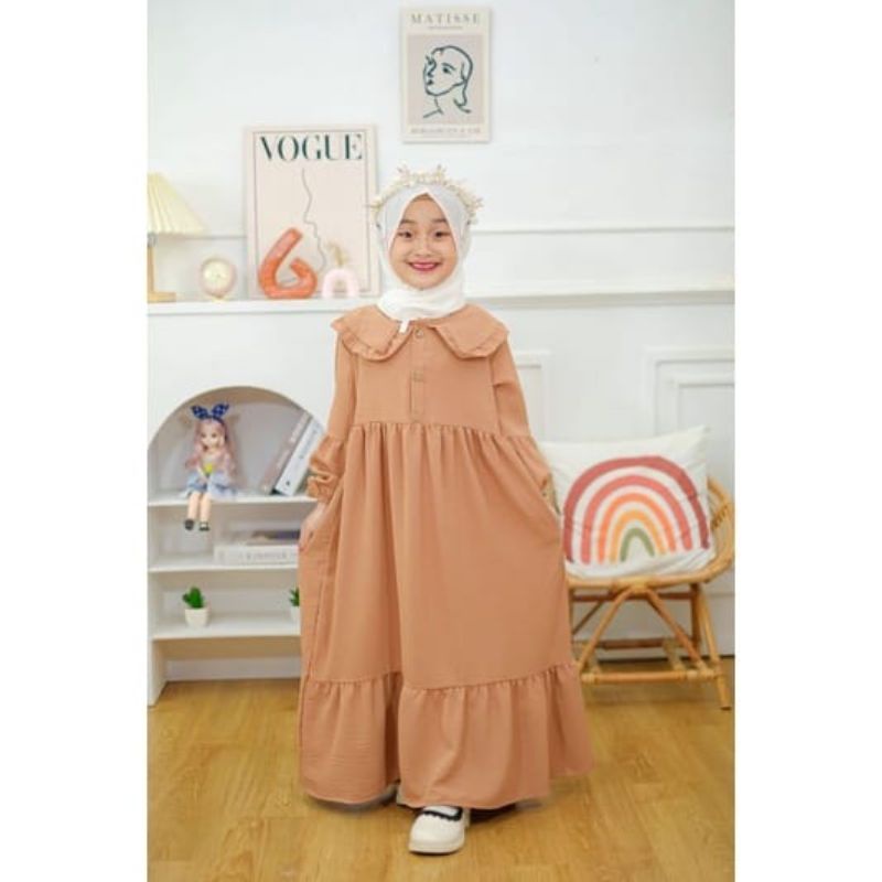 Gamis anak LALUNA Gamis anak Perempuan bahan SHAKILA lembut dan adem ready size  size M untuk anak umur 4 - 5 thn  size L untuk anak umur 6 - 7  XL untuk anak umur 8 - 10 thn