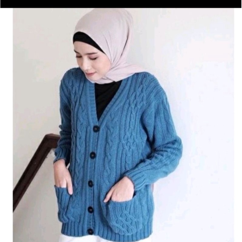 DY..KARDIGAN RAJUT WANITA JUMBO PANJANG CARDIGAN KANCING