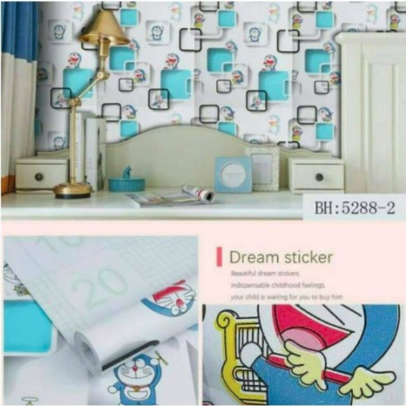 WALLPAPER STIKER DINDING DORAEMON 3D BIRU