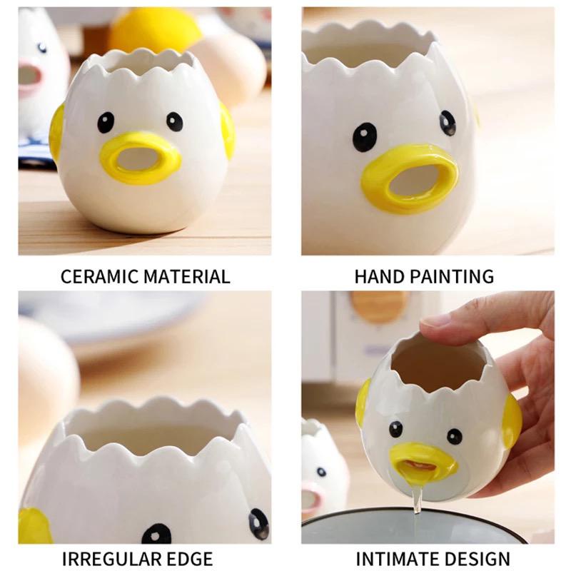 egg separator ceramic pemisah kuning telur cartoon chick / keramik lucu pemisah kuning telor / chicken egg yolk filter