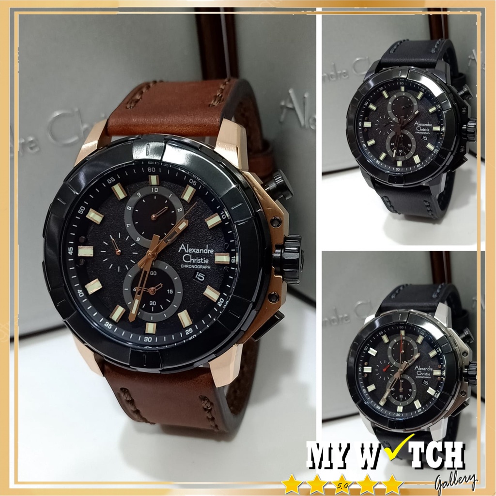 Alexandre Christie / Alexander AC 6588 MC Jam Tangan Pria Chronograph Original Diameter 4,3 cm