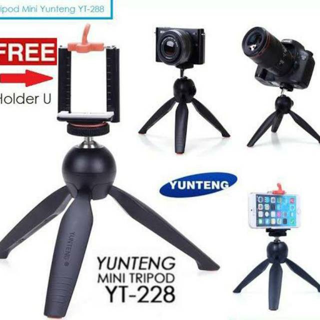MINI TRIPOD KAMERA HP YUNTENG + HOLDER U KOKOH DAN KUAT  TRIPOD KAMERA HANDPHONE MURAH