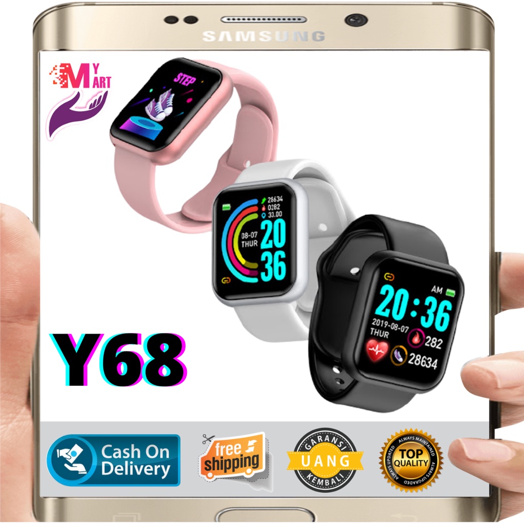 Jam Tangan Pintar Y68 - Smart Watch D20 - Jam Tangan Couple Anti Air IP68