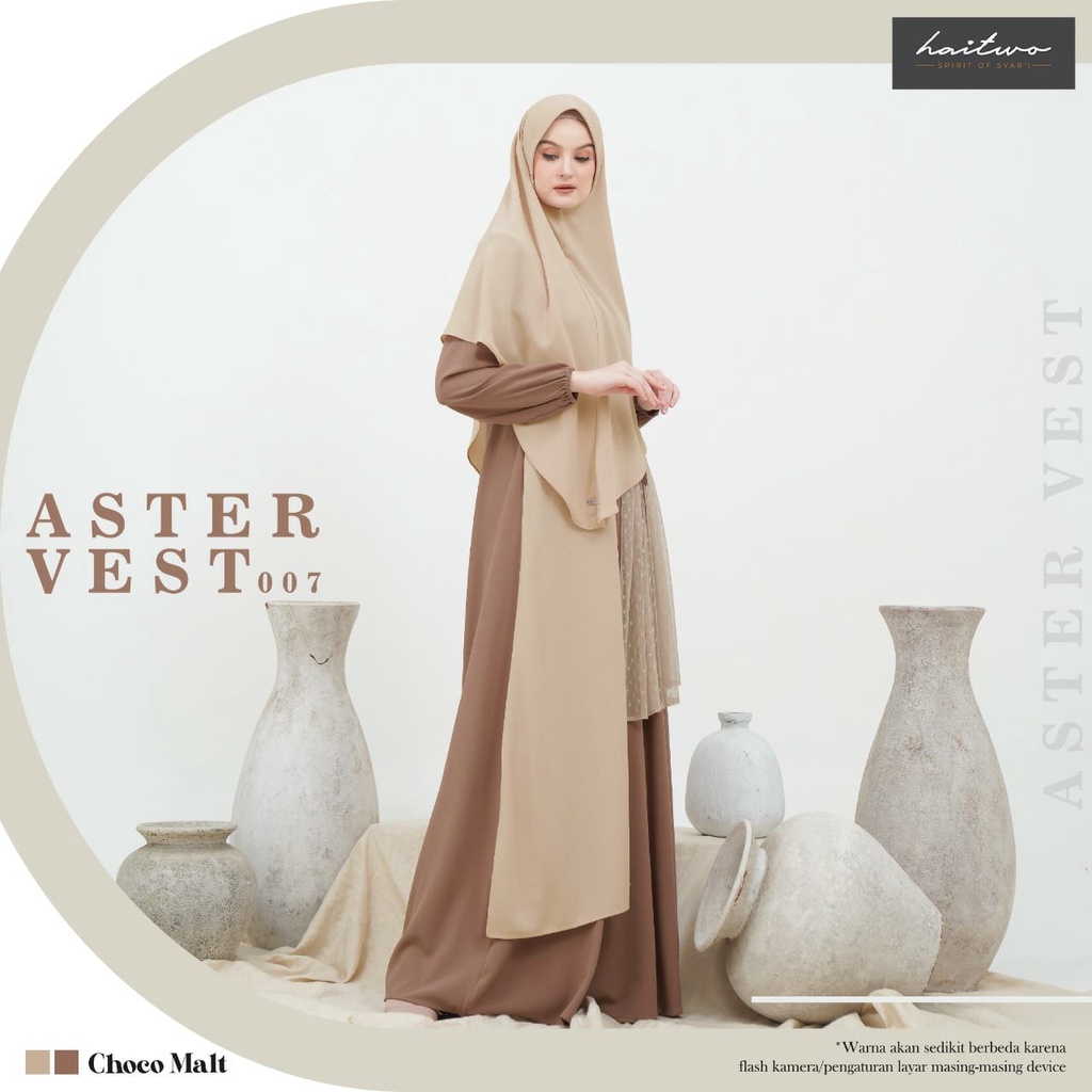 Haitwo Aster Vest 007 Set Gamis Wanita Muslimah Dress Syari Bahan Morelli Stretch