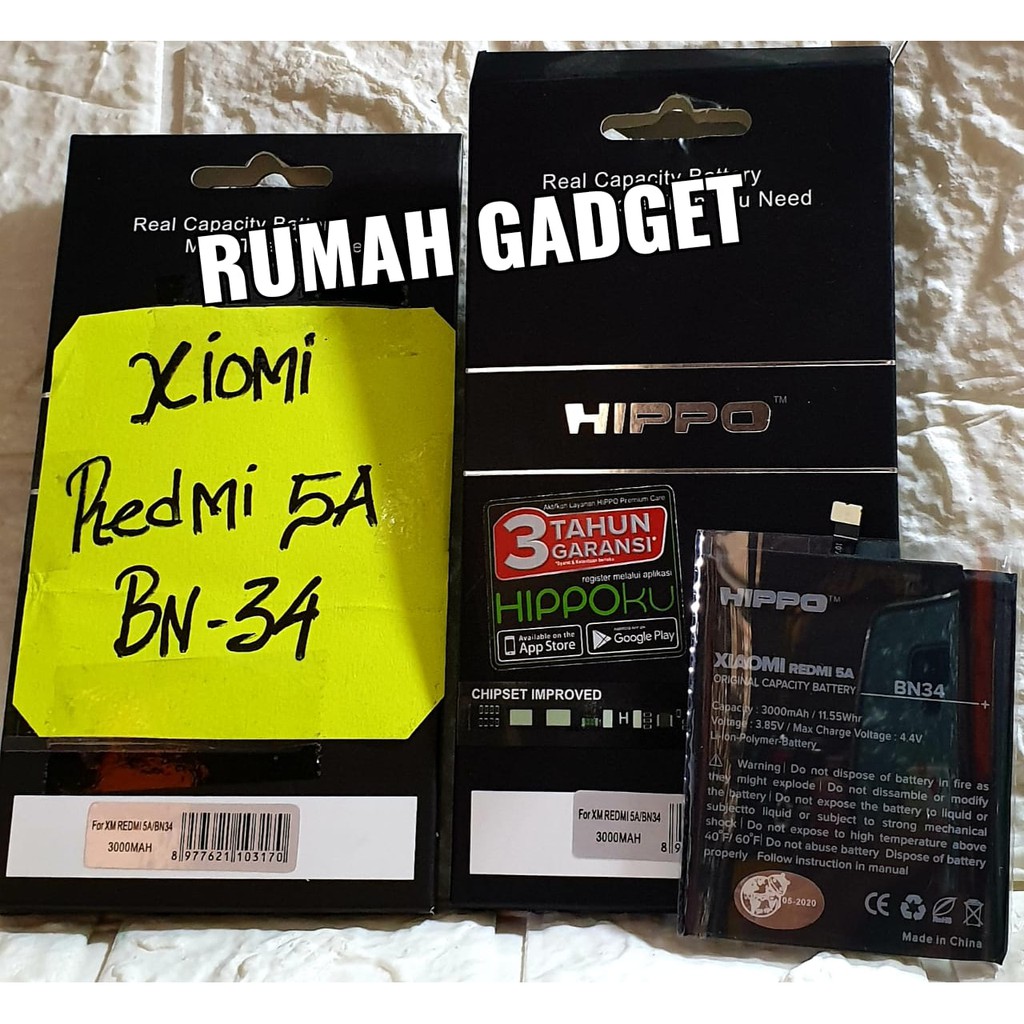 BATERAI HIPPO BN31 BN34 BN45 BN44 BM33 BM32 BN48 REDMI 5A MI4I MI4