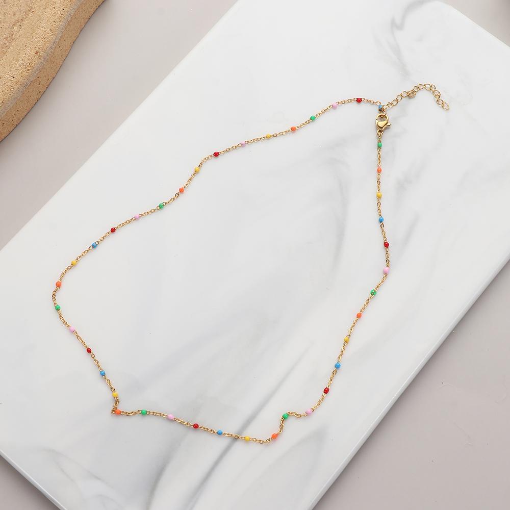 Kalung Gelang Rantai Desain Bunga Bahan Stainless Steel Warna Emas Untuk Wanita