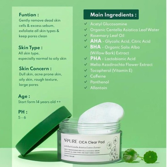 [BPOM] Npure Cica Clear Pads [40pcs |5 Pcs+7]