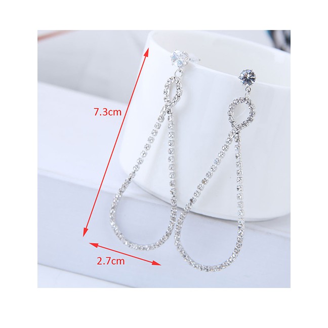 LRC Anting Tusuk  Fashion Color Full Diamond Decorated Earrings