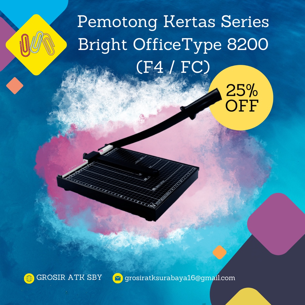 

Pemotong Kertas F4 / FC / FOLIO / Paper Cutter Type 8200 (F4 / FC) Merek Bright Office