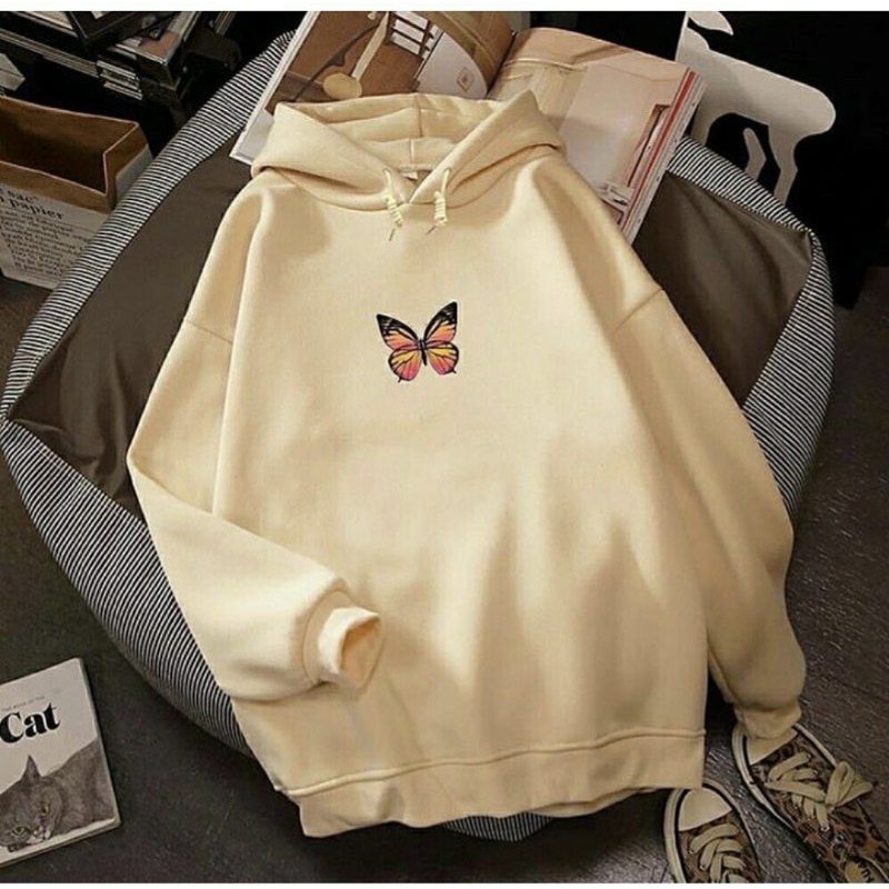 BUTTERFLY HOODIE FLEECE WANITA TERMURAH TERLARIS