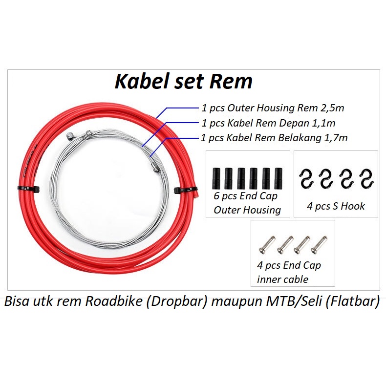 Kabel set lengkap Shifter / Rem sepeda depan belakang Cable inner outer housing kawat