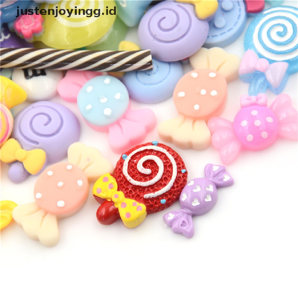 10pcs / Set Mainan Miniatur Permen Lolipop Bahan Resin Untuk DIY Dekorasi Rumah Boneka