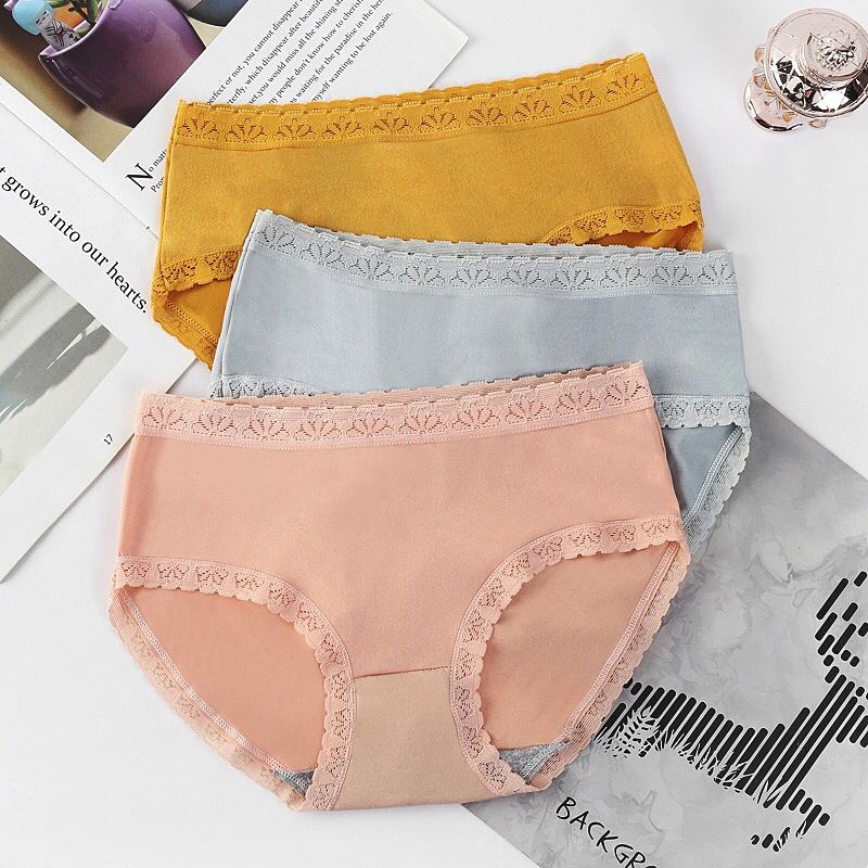 Blackpink CD Celana Dalam Pakaian Dalam Warna Solid Underwear Motif Renda Polos Import 1196