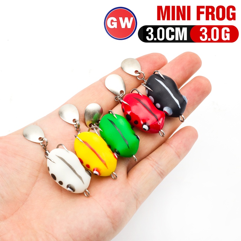 Umpan Pancing Soft Bait Bentuk Katak Ukuran 3cm / 3g Dengan Kail Ganda 5 Warna
