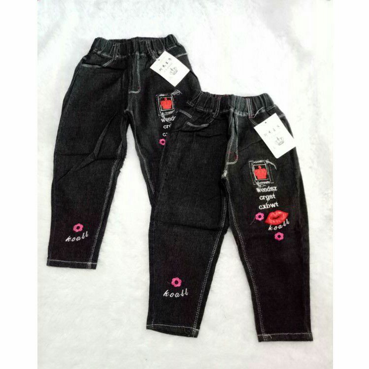 CELANA LEVIS IMPORT MOTIF BORDIR -  JEANS 3-7TAHUN