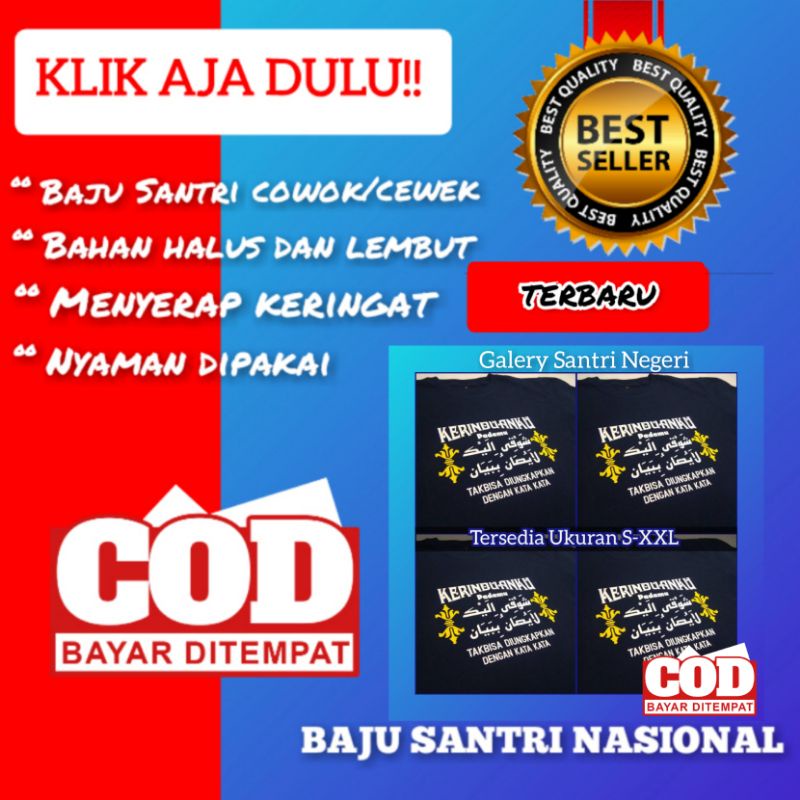 Kaos Santri Kerinduanku Ukuran S M L XL Lengan Panjang Salafi Salafy Baju Atasan Santri Putri Murah 