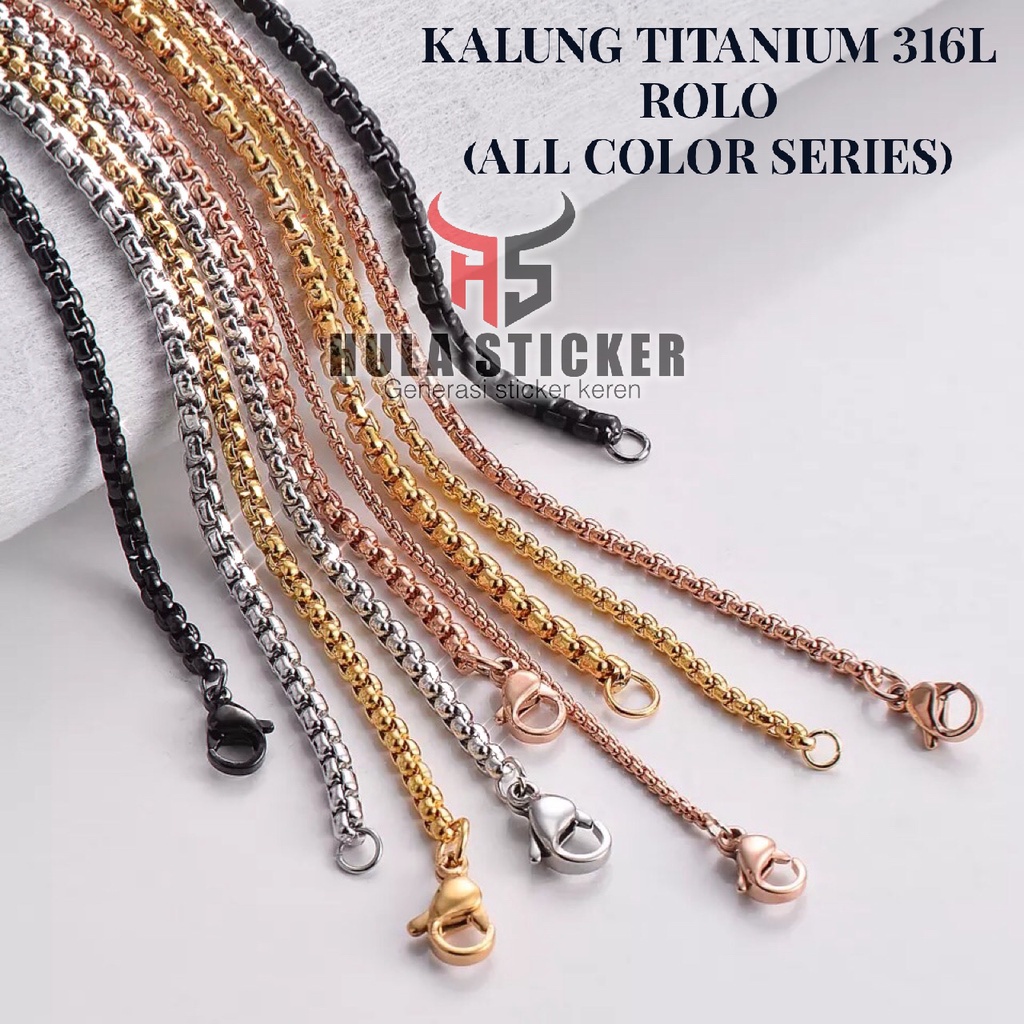 Kalung Titanium Wanita Pria Stainless 316L Rantai Kalung Titanium ROLO Anti Karat Dan Tidak Luntur