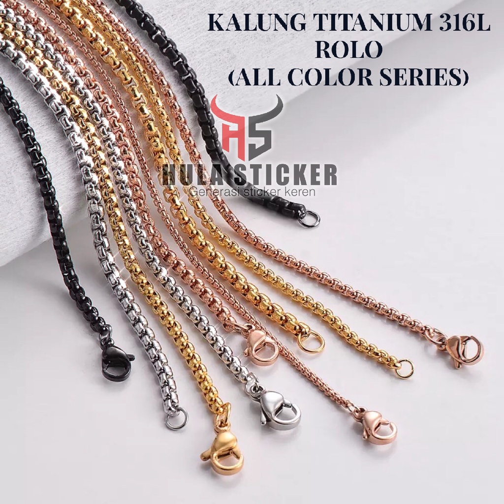 Kalung Titanium Import Stainless 316L / Rantai Kalung Titanium ROLO