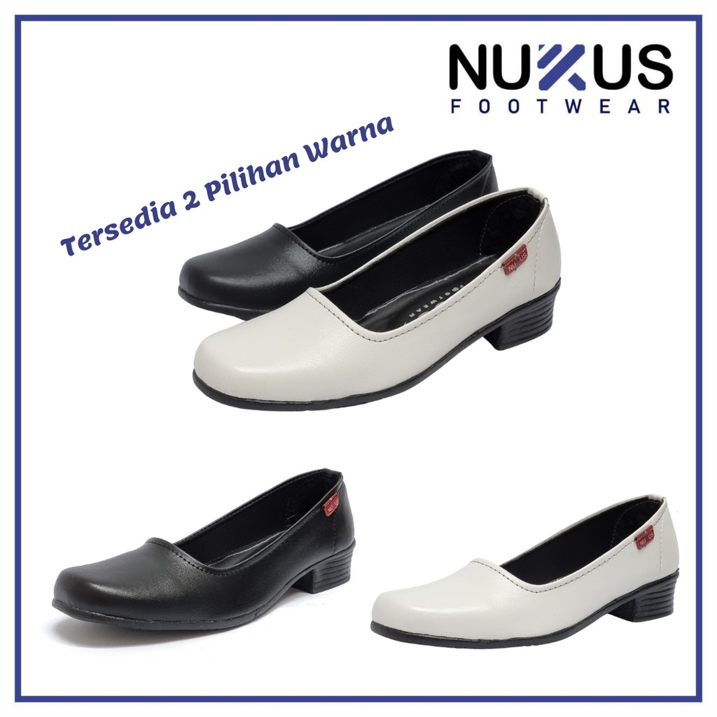 Nukus Sepatu Pantofel Paskib Wanita Hitam dan Putih - P03 GB