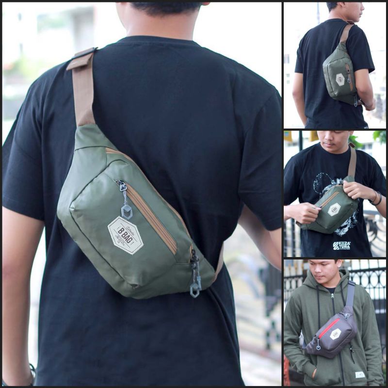 Bos - Waistbag Tas Selempang Pria Salempang Distro Bahan Bimo Anti Air Waterproof