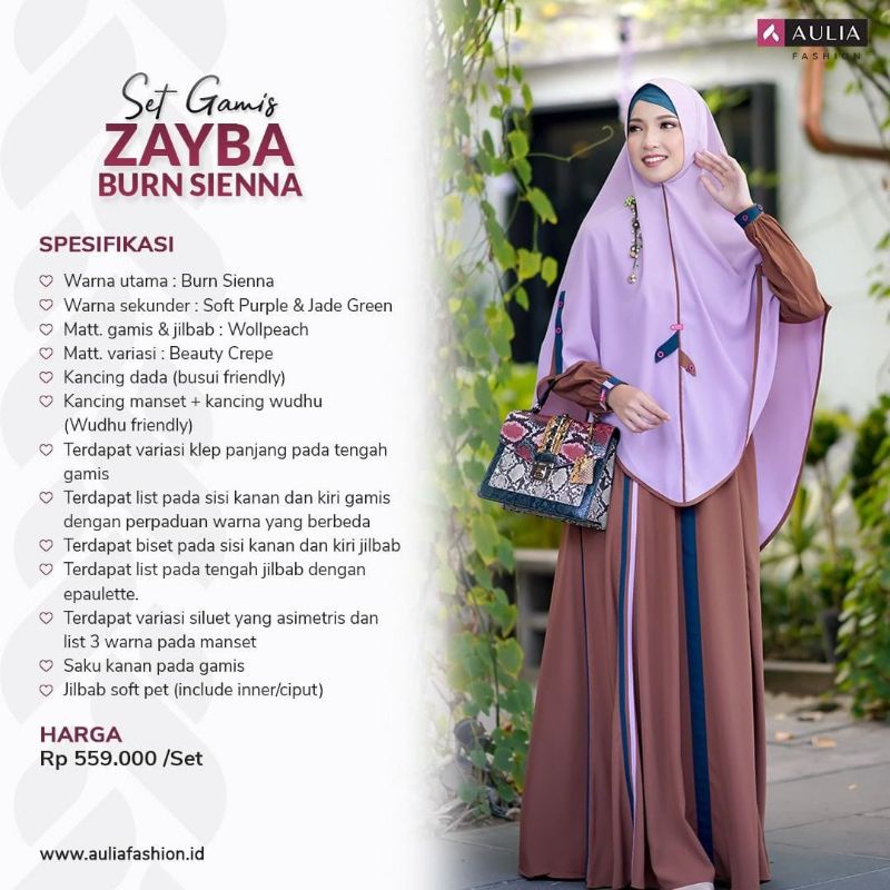SET GAMIS ZAYBA BURN SIENNA| GAMIS SYAR'I AULIA FASHION DISKON TERBARU