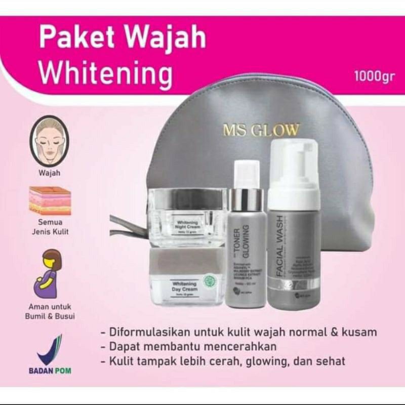 MSGLOW PAKET WHITENING FREE EMAS MINIGOLD 0,025 gram