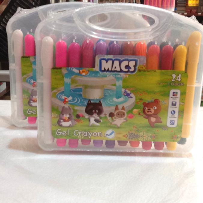 

PERALATAN MENGGAMBAR KRAYON MACS GEL CRAYON 24 COLOR/WARNA AMAN MUDAH DIBERSIHKAN WASHABLE PERALATAN