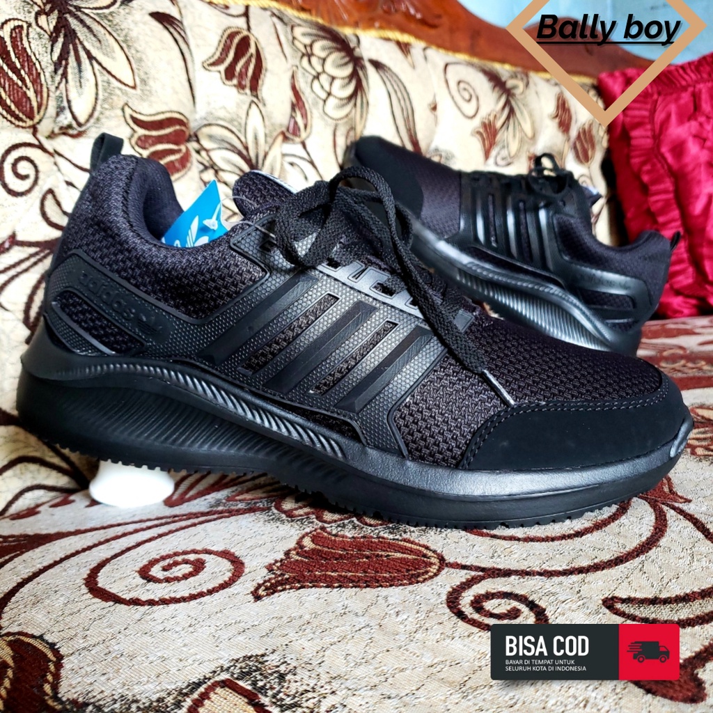 Sepatu Adidas Hitam polos Full Black Sekolah Olahraga - Sepatu Sneakers Kets Fashion Pria wanita