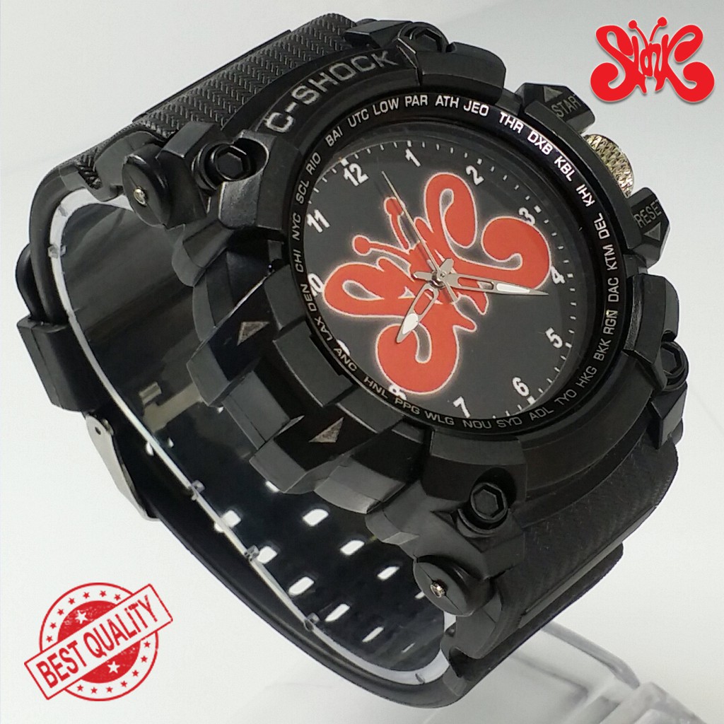 (BEST QUALITY) JAM SLANK {LOGO MERAH} FULL BLACK