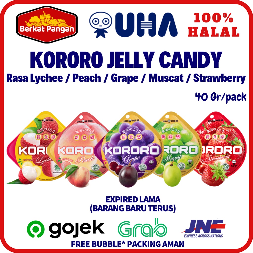 KORORO UHA Jelly candy Grape/ Muscat/ Strawberry/ Peach / Lychee 40 gr