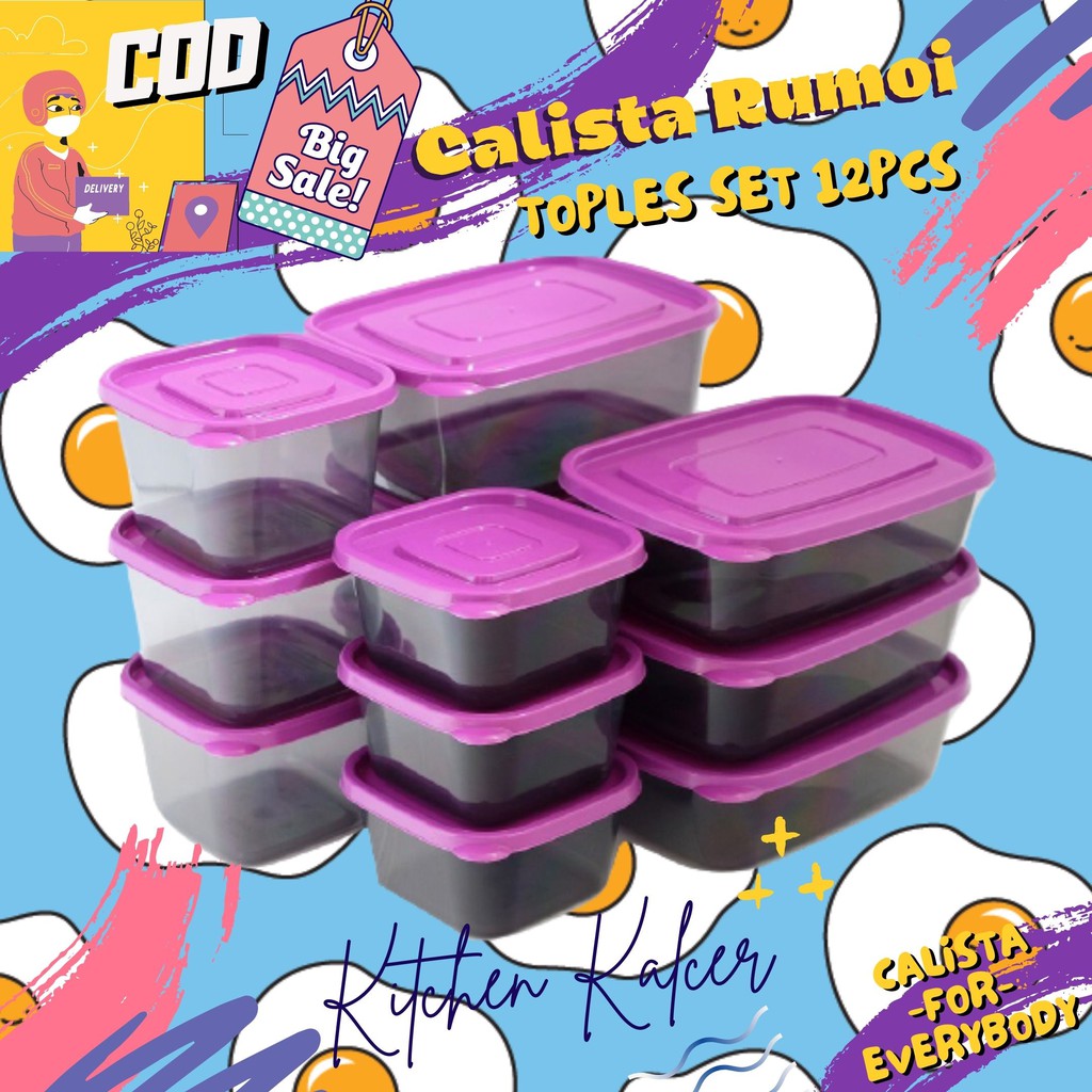 TOPLES PREMIUM CALISTA RUMOI SEALWARE TOPLES SET ISI 12PCS / TEMPAT MAKANAN WADAH BUMBU DAPUR