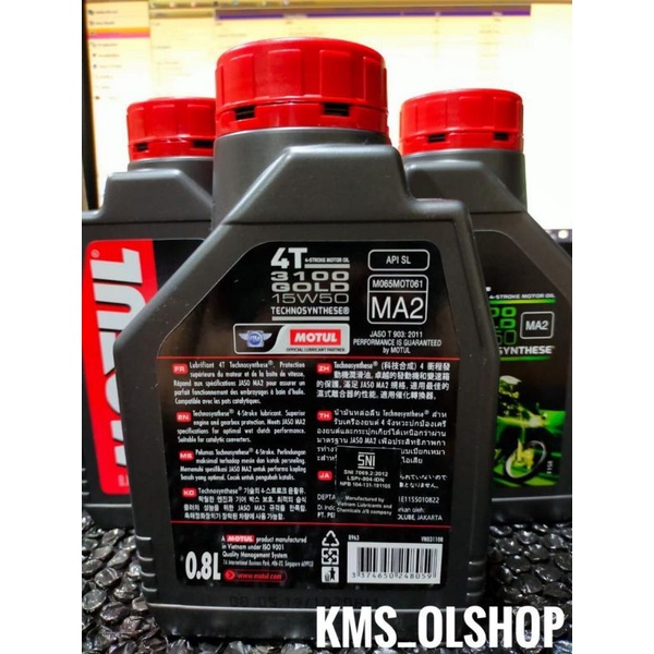 Oli Motul 3100 Gold 4T SAE 15W50 0,8 Liter  Oli mesin Motul 800 ml 15W-50 Pelumas Mesin