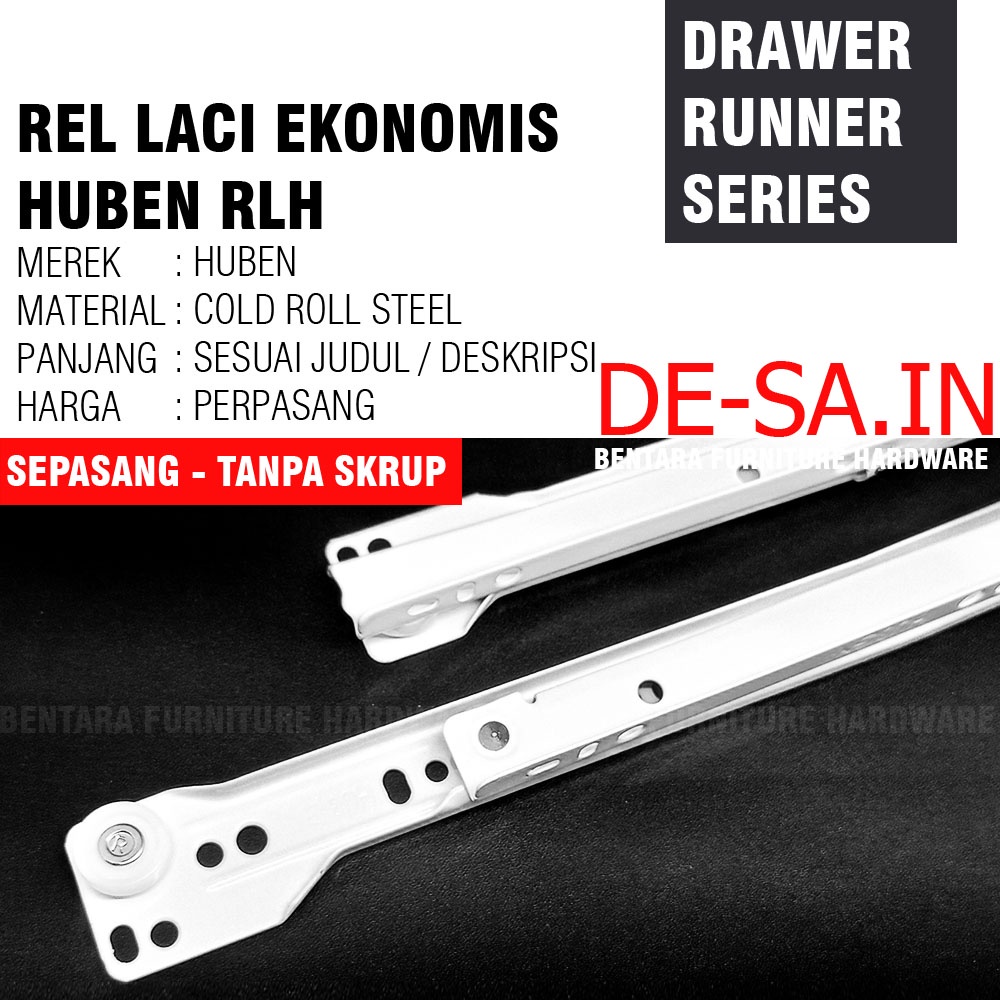 45CM HUBEN RLH LENAGA RLE 450 MM - REL LACI MURAH BEIGE DRAWER RUNNER CABINET SLIDE 45 CM