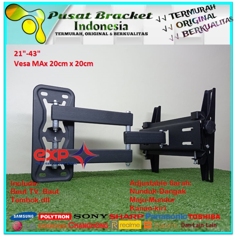 Bracket TV TCL 14 s/d 43 inch 6 ARAH FULL BESI SUPER KOKOH GARANSI 100% ORI