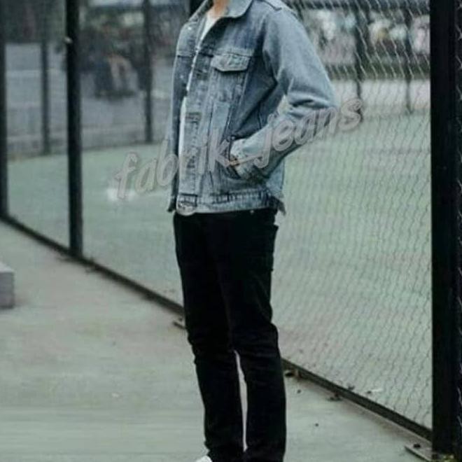 5T54 Jaket Jeans Cowok Sanwash - Sanwash, M Jptl