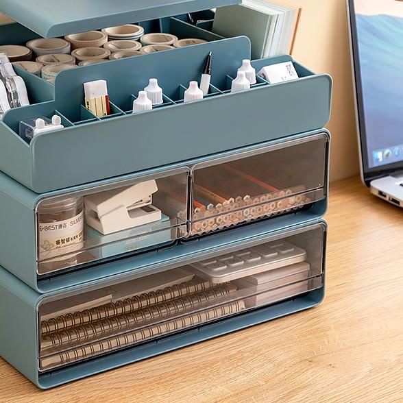 Oxihom Laci Plastik Susun Tempat Make Up Acrylic Kotak Penyimpanan