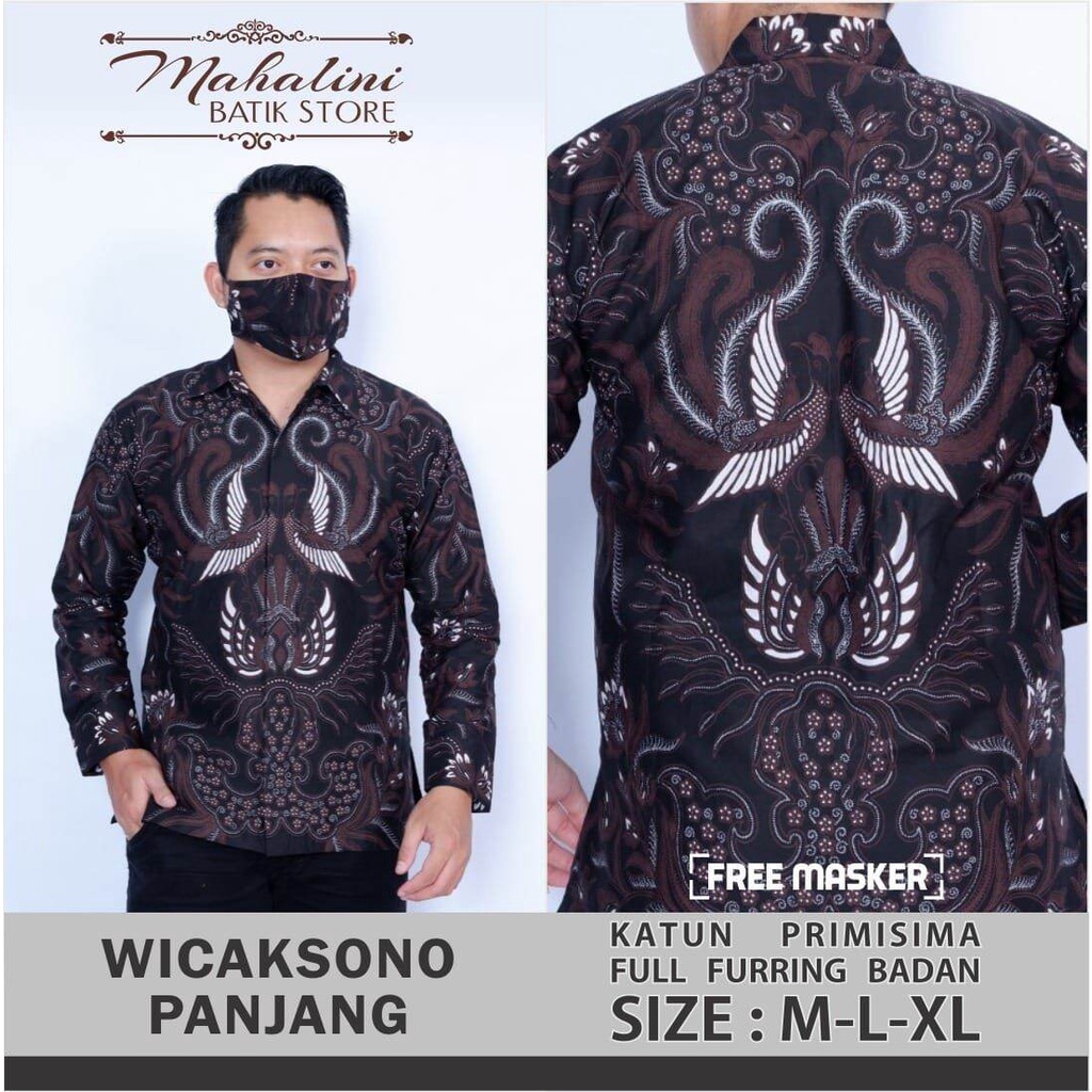 Kemeja batik pria terbaru / baju batik pria lapis furing bahan katun halus sragenan / baju batik lengan panjang warna hitam / kemeja batik keren / baju batik kerja terbaru / batik panjang wicaksono