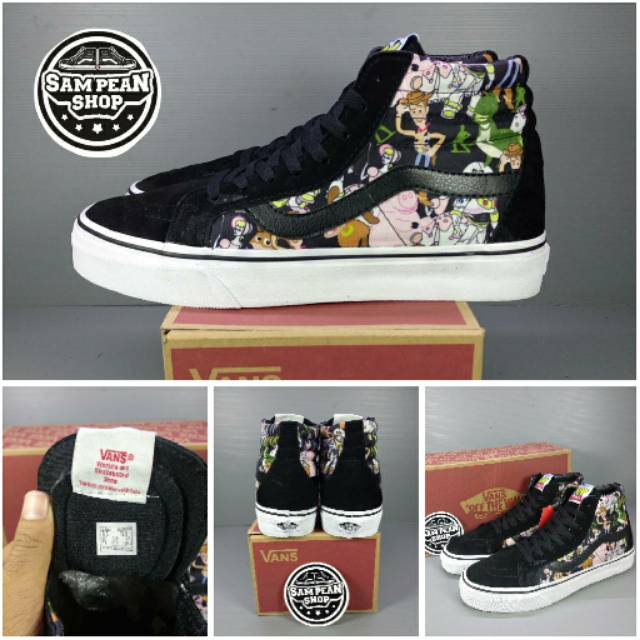 100% premium Sepatu vans sk8 toy story collection black white original