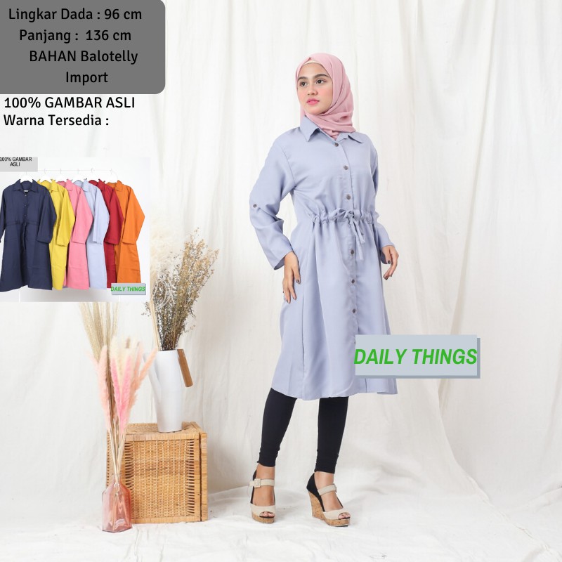 Daily Things Tunik Lebaran Kancing Serut Karin Fit XL LD 100cm