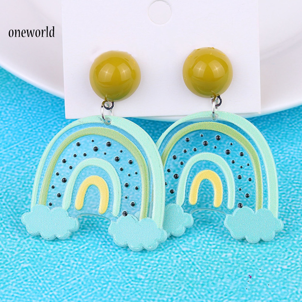 Oneworld Anting Gantung Model Awan Pelangi Bahan Akrilik Ringan Untuk Wanita