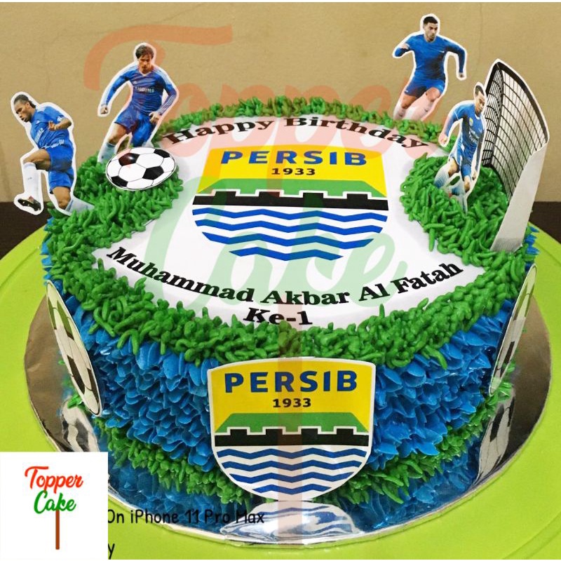 Jual Topper Cake Persib Sepak Bola Gratis Tambah Nama, usia dan Foto