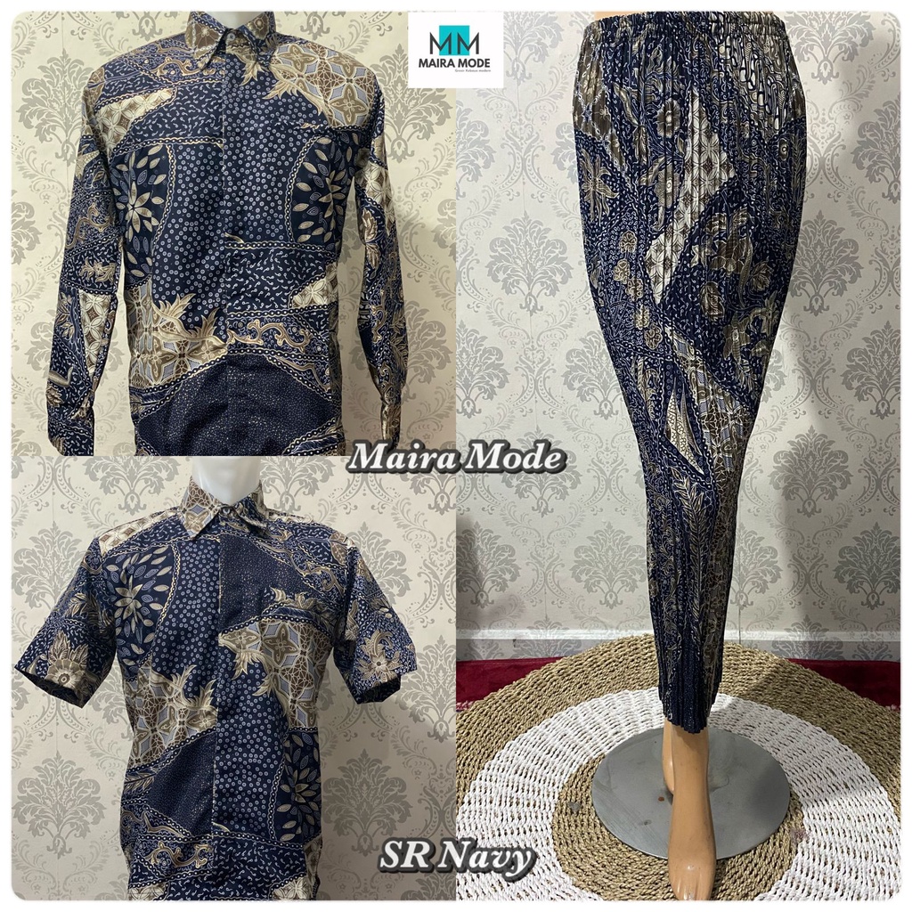 Couple batik kemeja dan rok plisket / set rok plisket dan kemeja batik / motif  SR