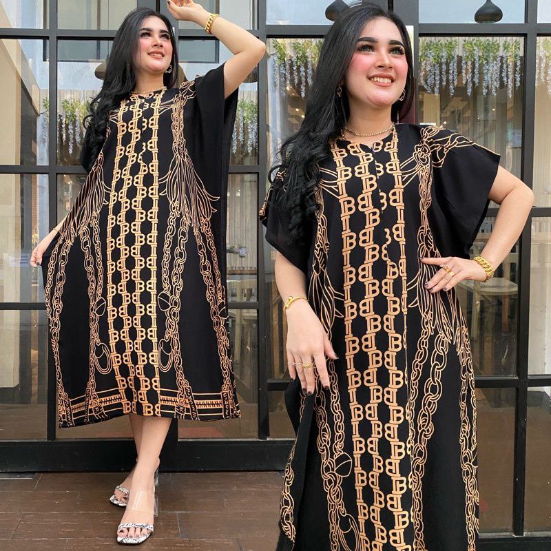 Daster Jumbo Lowo Rayon Premium Dress Wanita Lengan Pendek Busui Baju Batik Kekinian LD 120